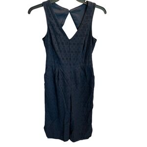 Vince Camuto Women's Navy Blue Eyelet Sleeveless Jumpsuit Size 6